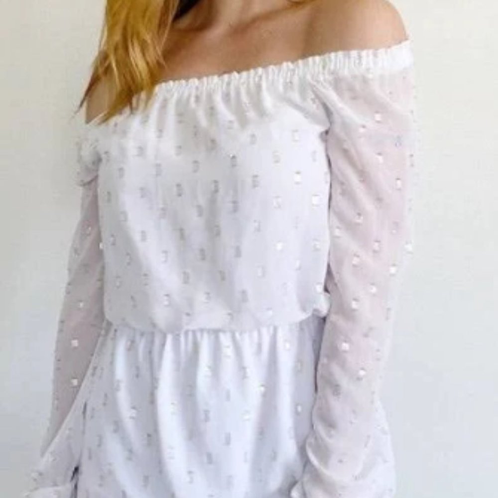 White House Black Market White and Gold Dress